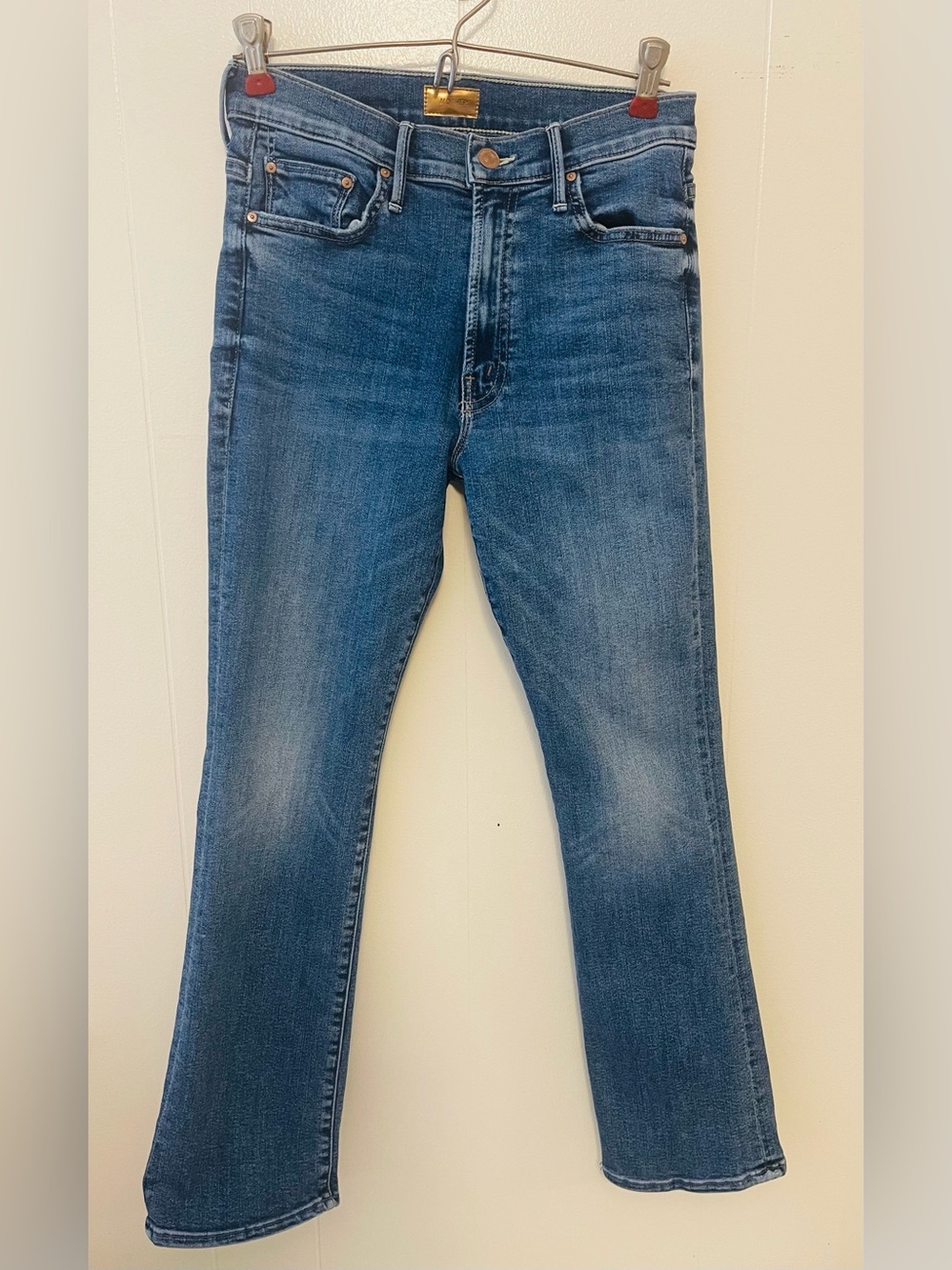 MOTHER Insider Flood Jeans Over The Top Wash High Rise Bootcut Size 28
